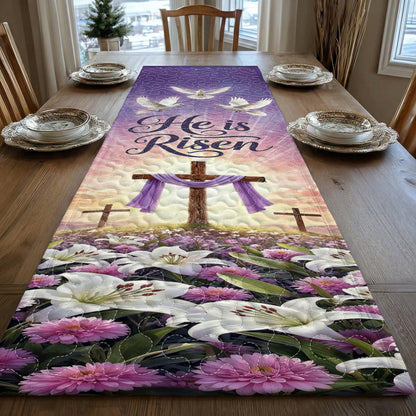 Christian Easter Quilted Table Runner Risen In Eternal Glory