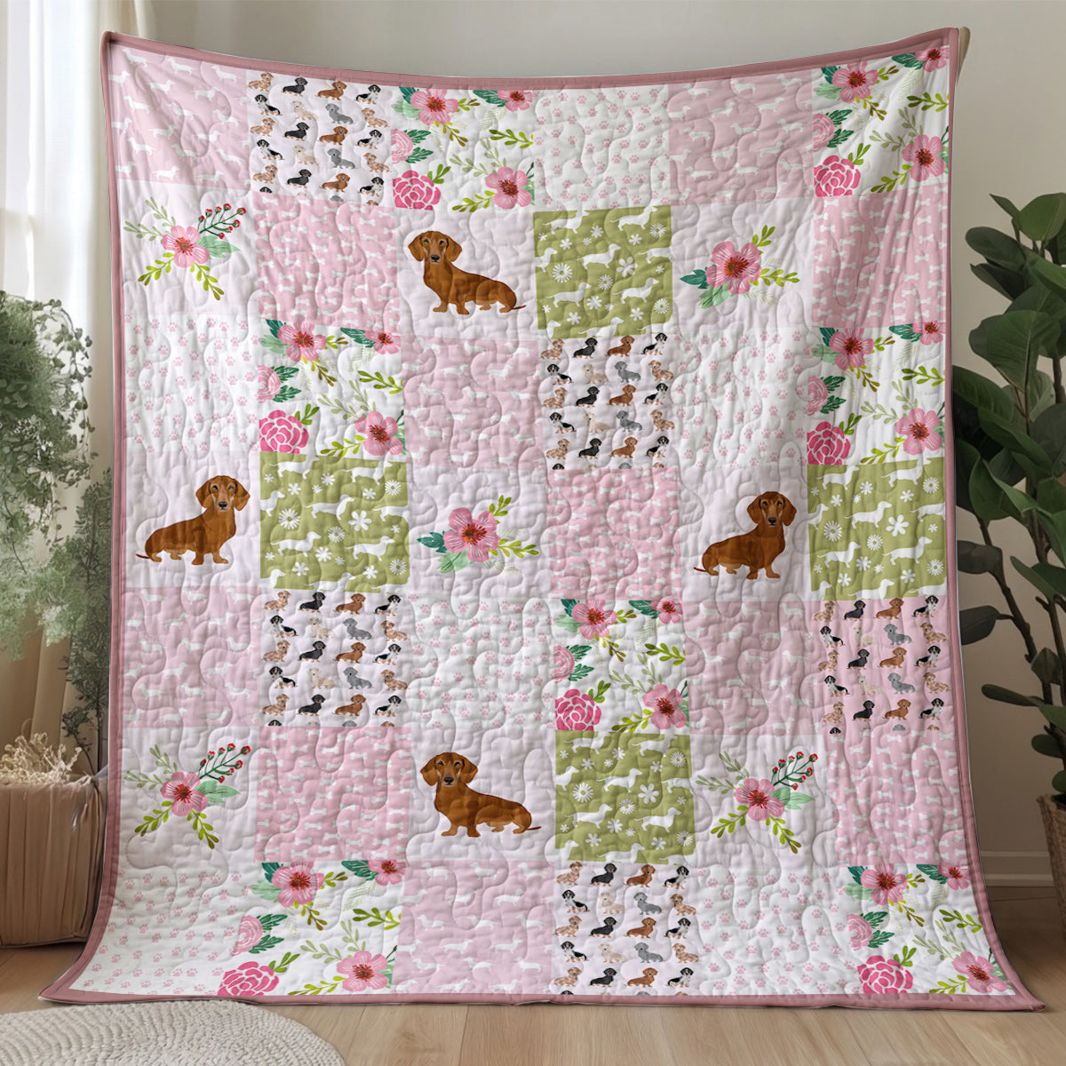 Dachshund Quilted Blanket Dachshund Dreams