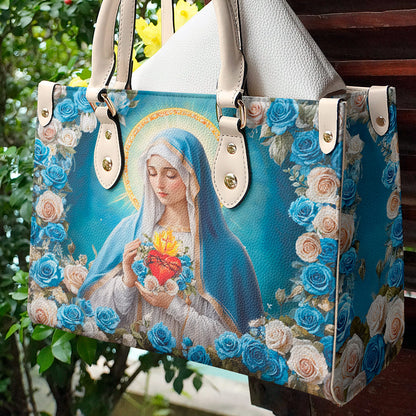 Christian Leather Handbag Rosa Mystica Virgin Mary