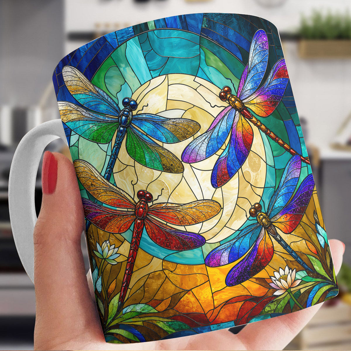Dragonfly Moonlit Garden Ceramic Mug