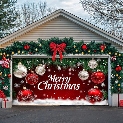 Christmas Garage Door Banner Decoration - Snowfall Wishes & Christmas Glow