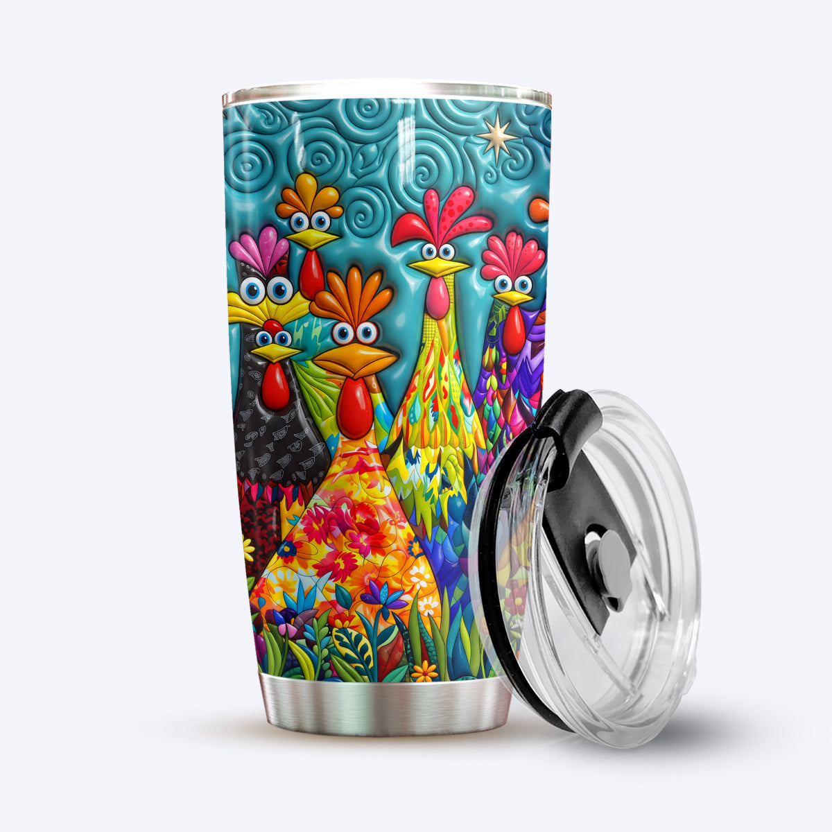 Chicken 20 oz Tumbler Colorful Chicken Garden