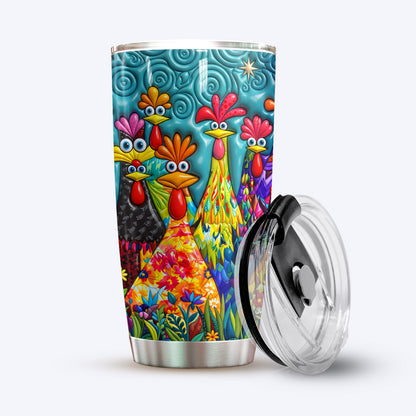 Chicken 20 oz Tumbler Colorful Chicken Garden
