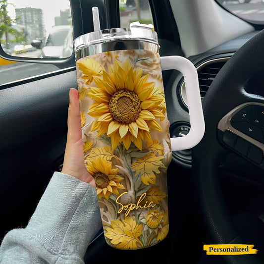 Personalized Golden Sunflower Garden 40 oz Tumbler