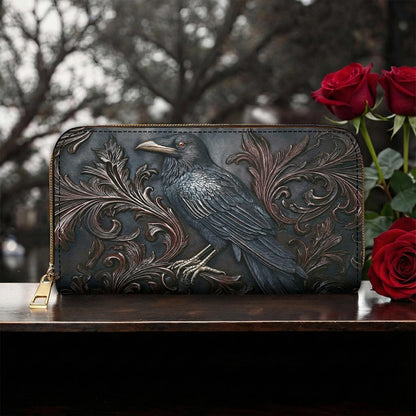 Gothic Leather Wallet Midnight Raven