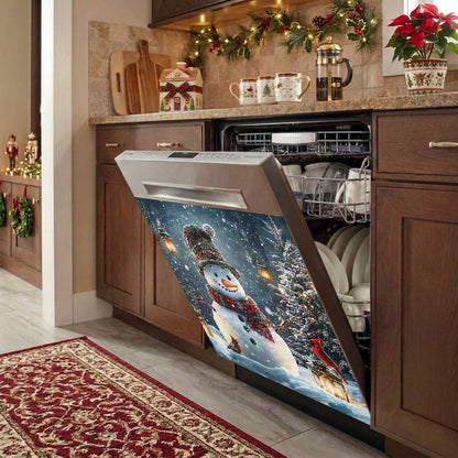 Christmas Magnetic Dishwasher Cover Snowman's Magical Winter Wonderland