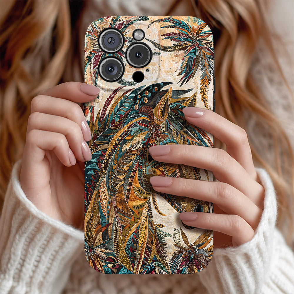 Horse Leather Phone Case Bohemian Horse Feather