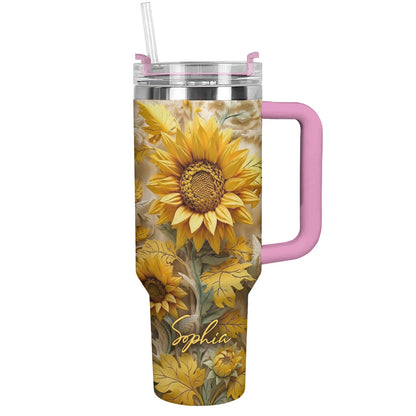 Personalized Golden Sunflower Garden 40 oz Tumbler