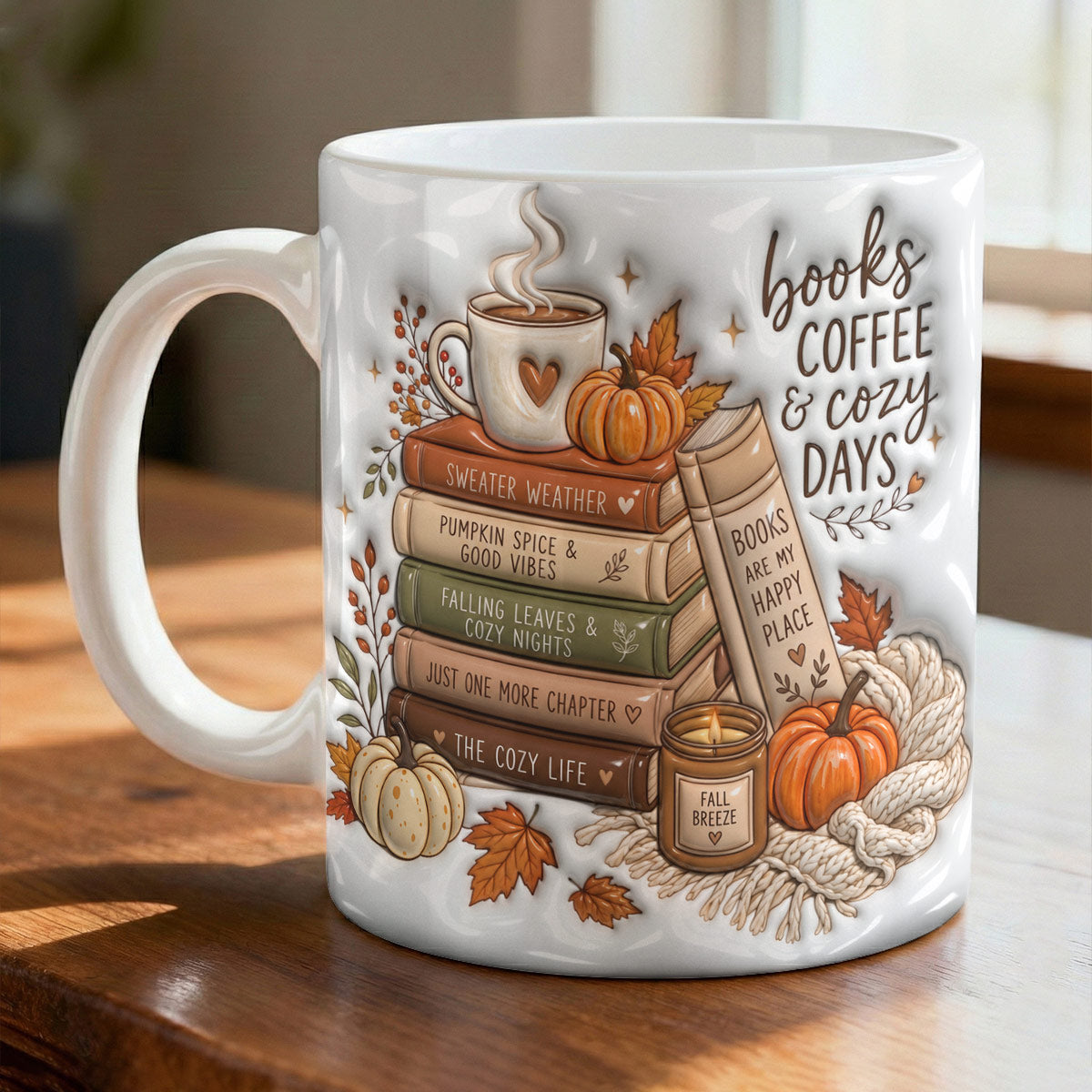 Books Coffee & Cozy Days Autumn Ceramic Mug