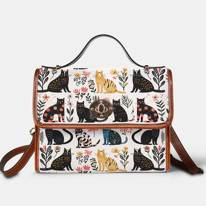Cat Lover Satchel Handbag Botanical Cat Bliss