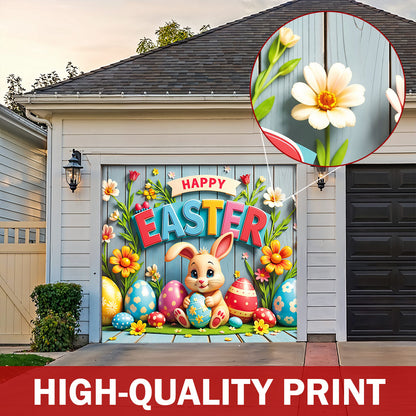 Christian Easter Garage Door Banner Decoration - Easter Bunny’s Spring Surprise