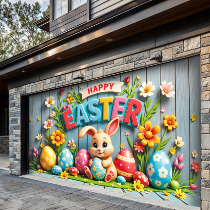 Christian Easter Garage Door Banner Decoration - Easter Bunny’s Spring Surprise
