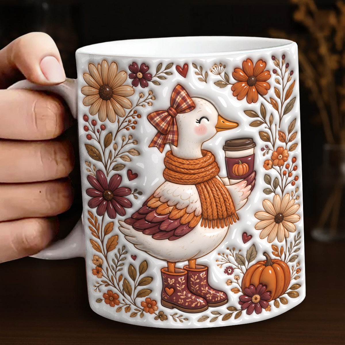 Cozy Autumn Goose Ceramic Coffee Mug