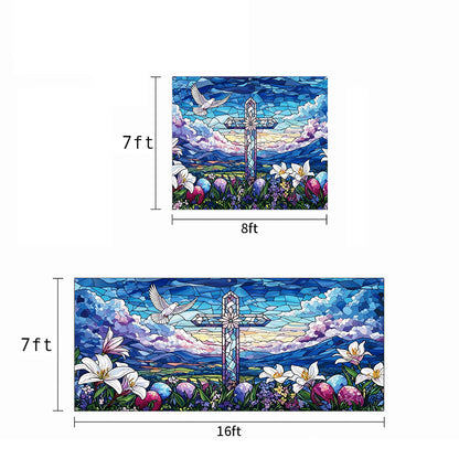 Christian Easter Garage Door Banner Decoration - Blooming Hope at Easter Dawn