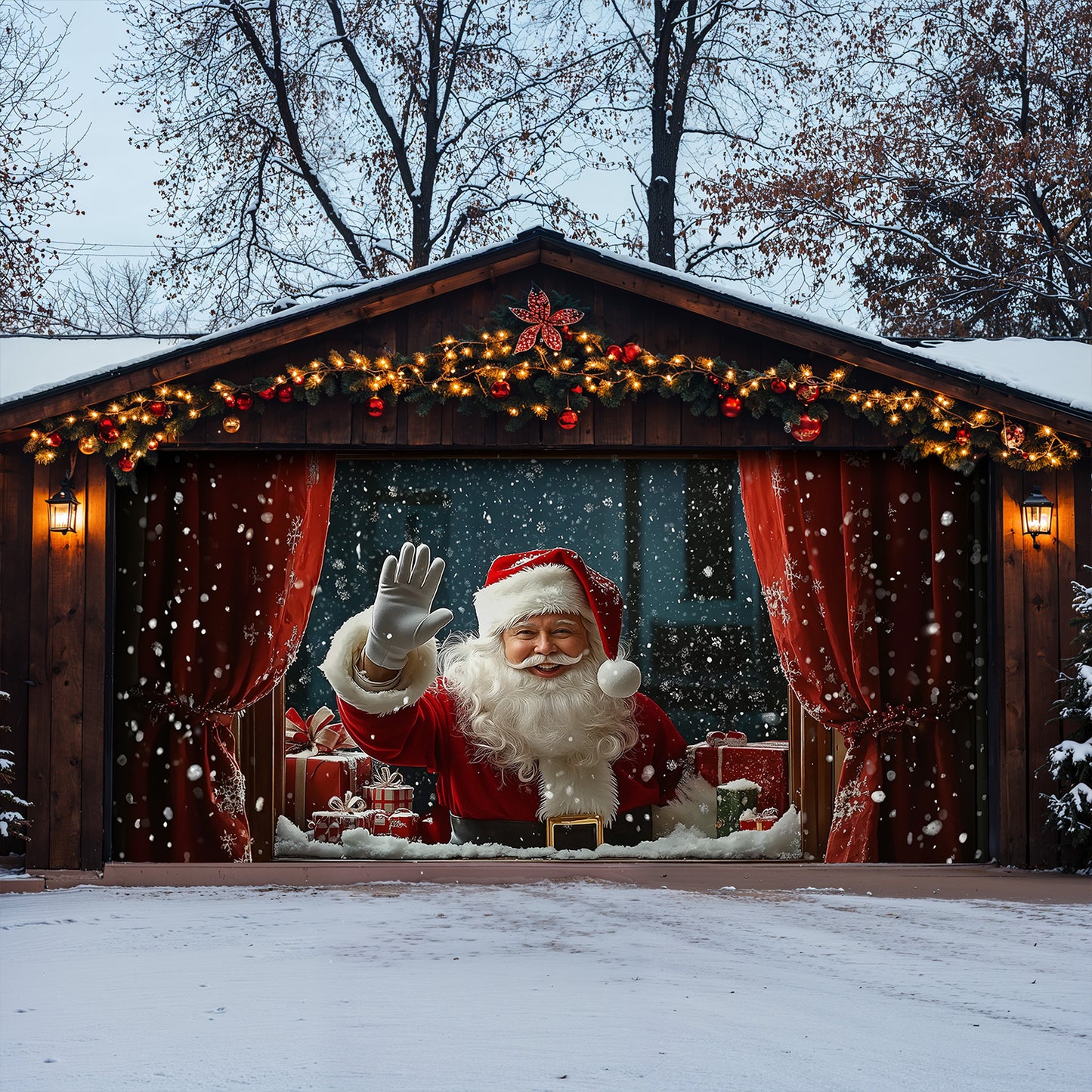 Christmas Garage Door Banner Decoration - Shineful Garage Door Banner Decoration - Santa Spreading Christmas Cheer