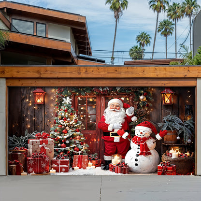 Christmas Garage Door Banner Decoration - Santa’s Warm Welcome Christmas at the Door