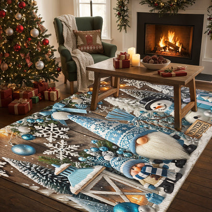 Christmas Area Rug Winter Wishes in a Gnome Wonderland