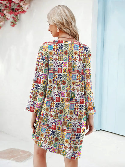 Sewing Lover Long Sleeve Tunic Dress Quilt Blocks