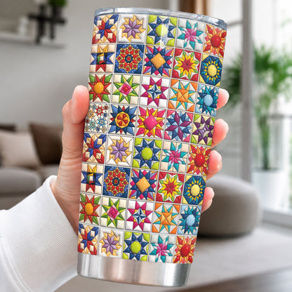 Sewing Lover 20 oz Tumbler Colorful Star Quilt Blocks