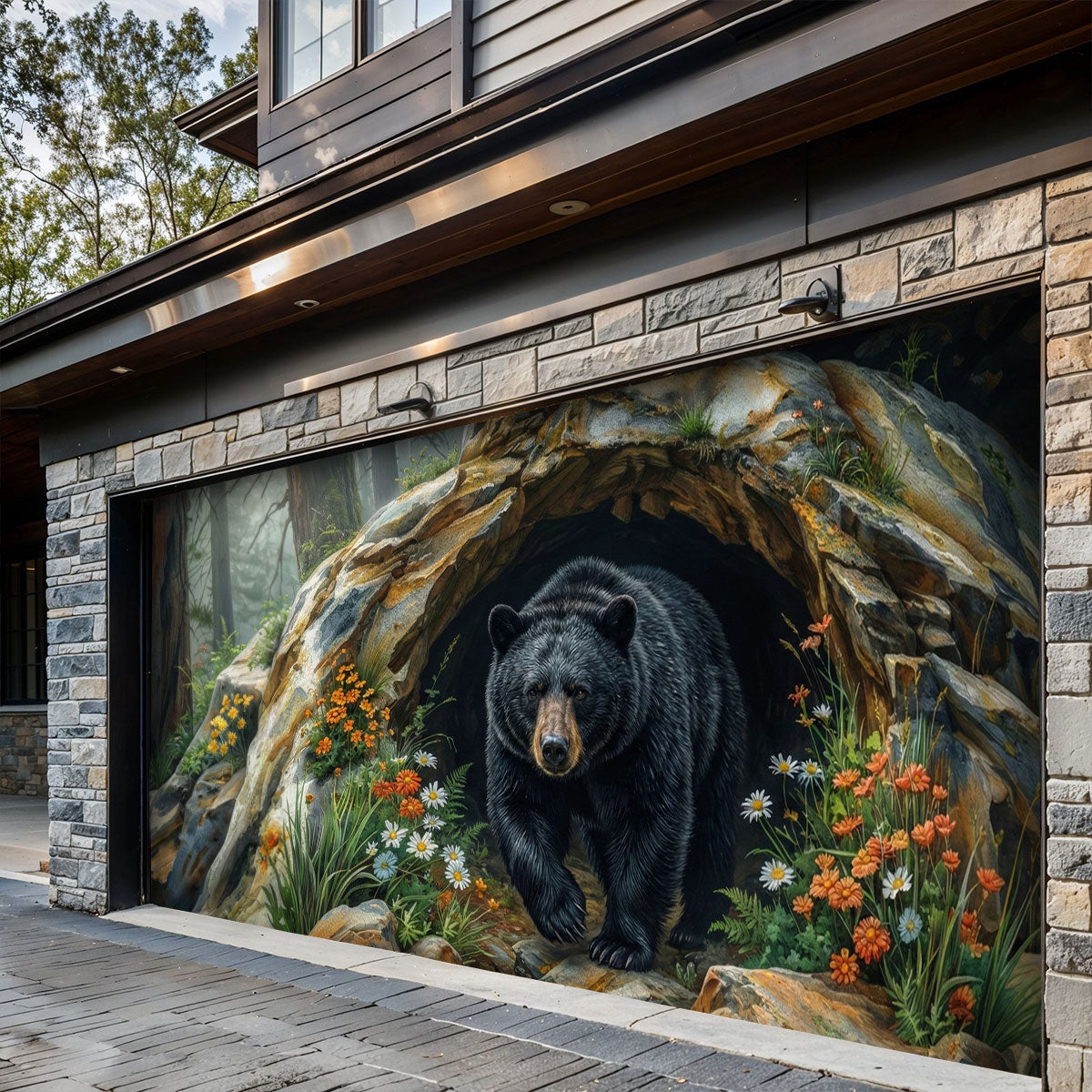 Bear Garage Door Banner Decoration - Awakening from the Den