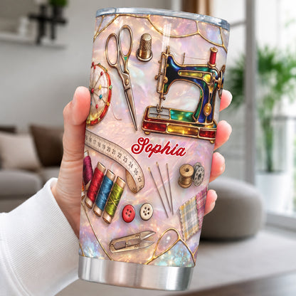 Sewing Lover 20 oz Tumbler Personalized Holographic Sewing Dreams