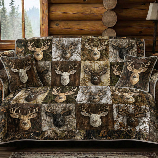 Deer Hunting Quilted Sofa Cover Majestic Whitetail Patchworks