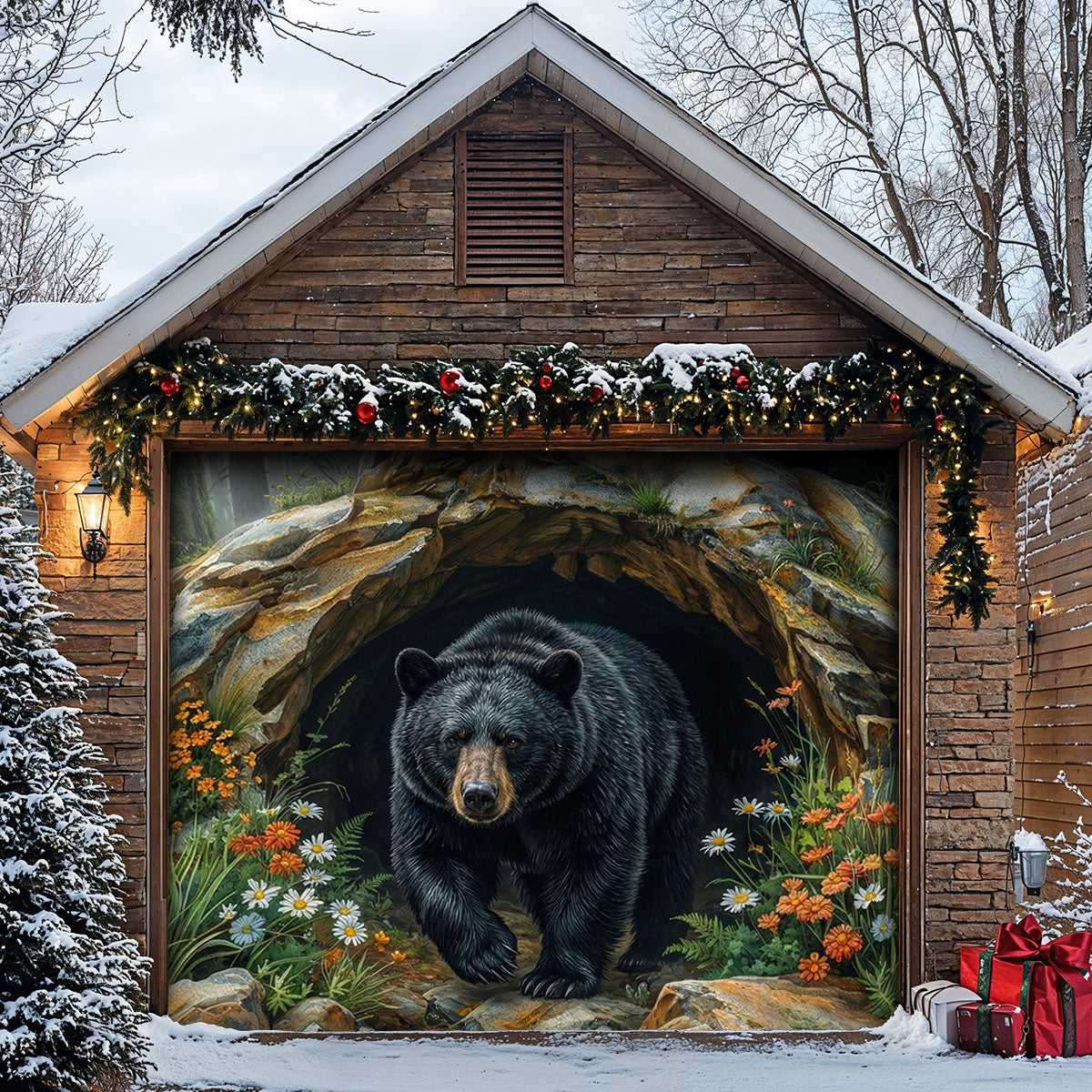 Bear Garage Door Banner Decoration - Awakening from the Den