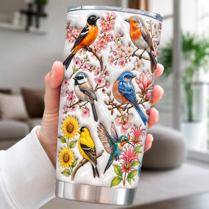 Bird Lovers 20 oz Tumbler Spring Birds Blossom Garden