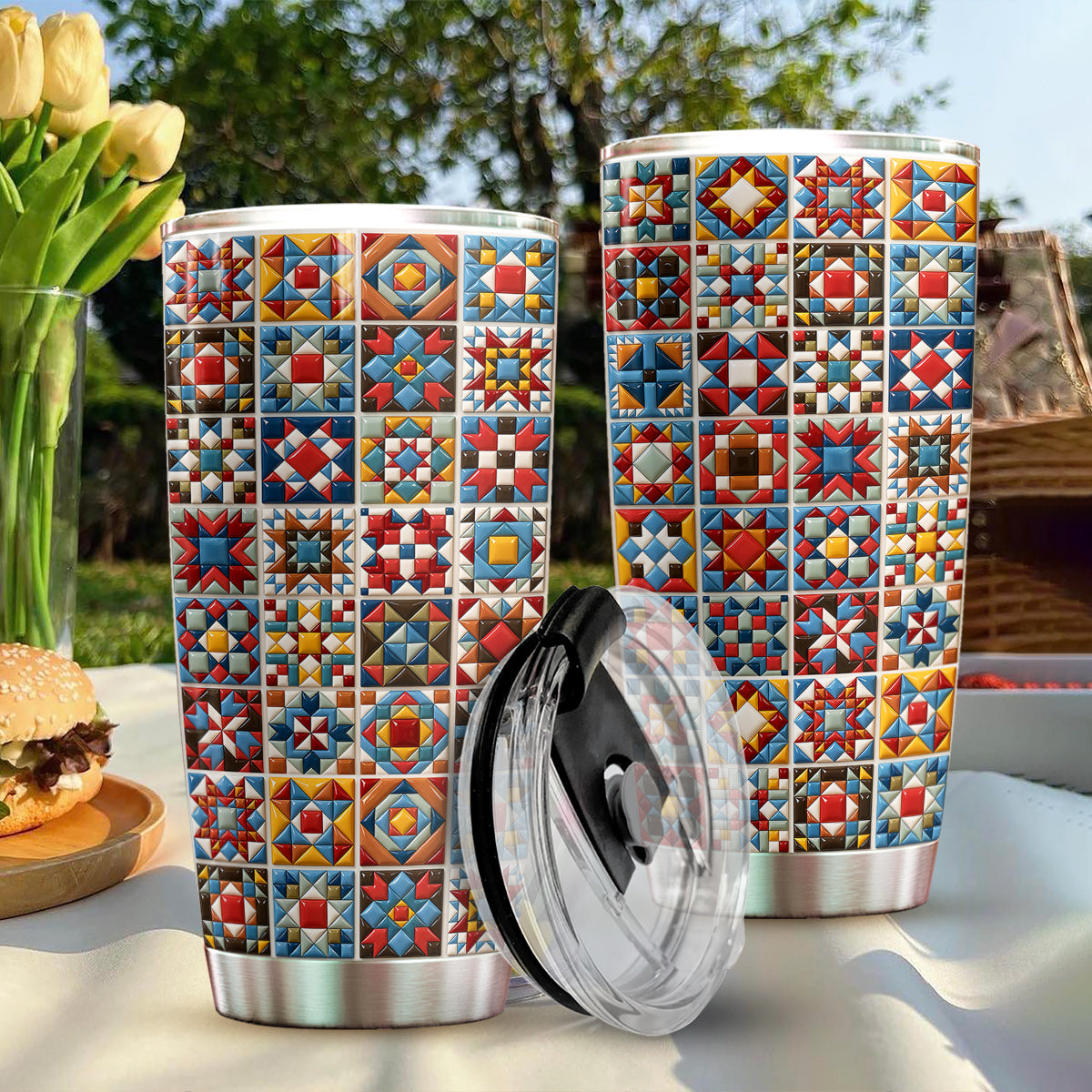 Sewing Lover 20 oz Tumbler Chromatic Quilt Grid