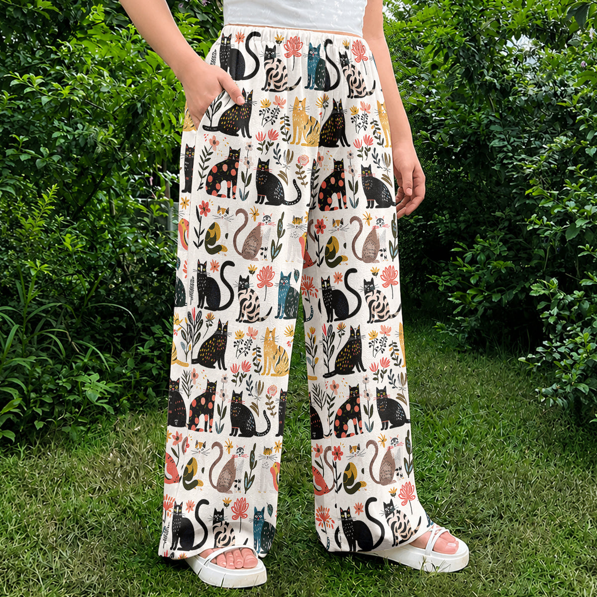 Cat Lounge Pants Botanical Cat Bliss