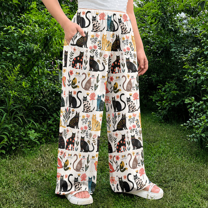 Cat Lounge Pants Botanical Cat Bliss