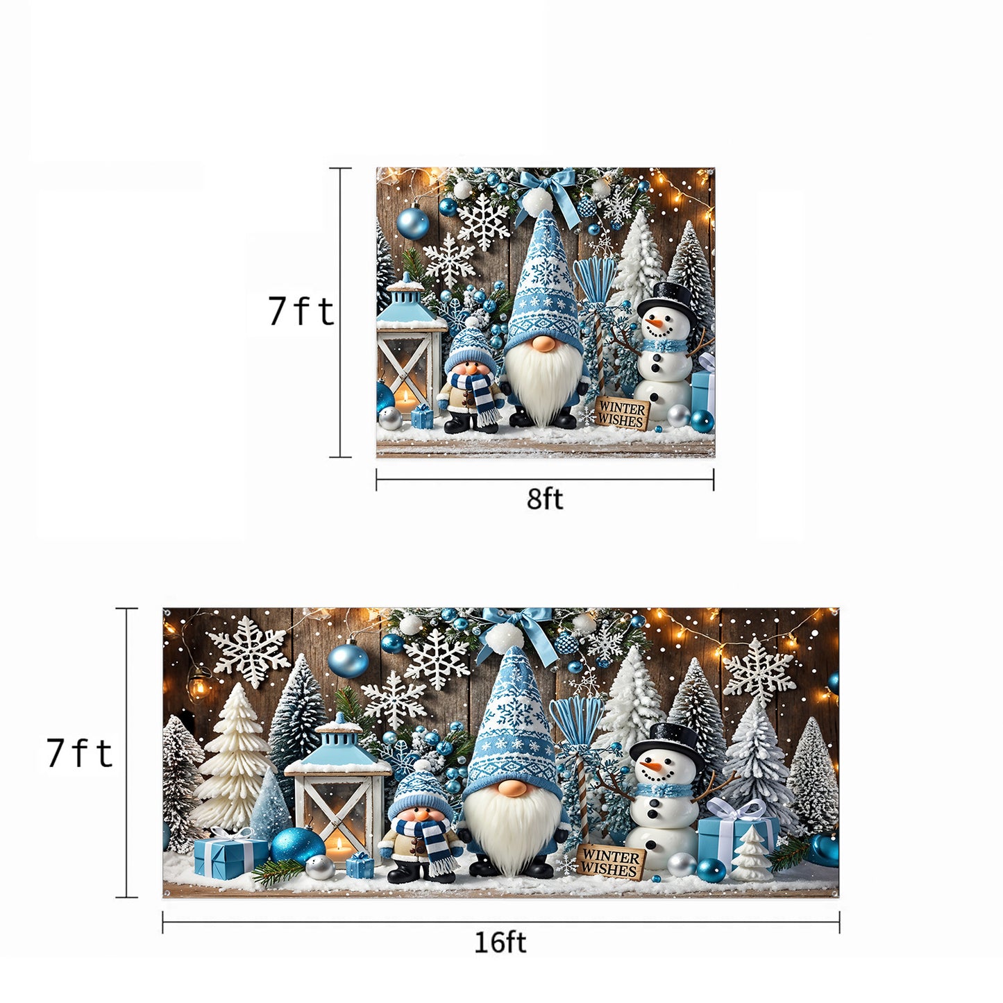 Christmas Garage Door Banner Decoration - Winter Wishes in a Gnome Wonderland