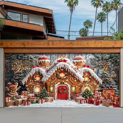 Christmas Garage Door Banner Decoration - Enchanted Gingerbread Wonderland