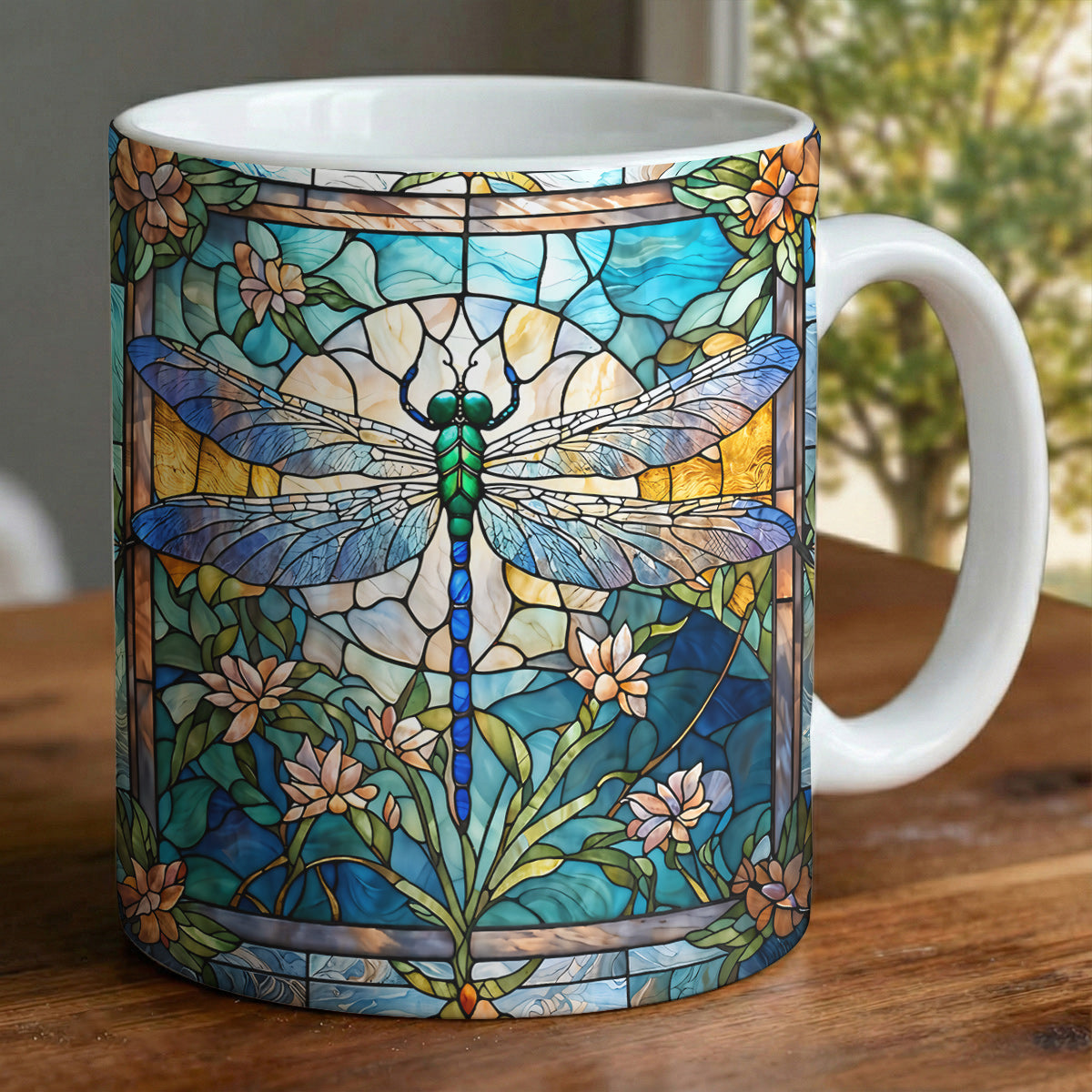 Dragonfly 11 oz Mug Dragonfly Grace In Stained Glass