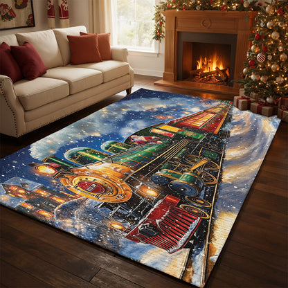 Christmas Area Rug Magical Holiday Express Santa’s Train Spreading Cheer