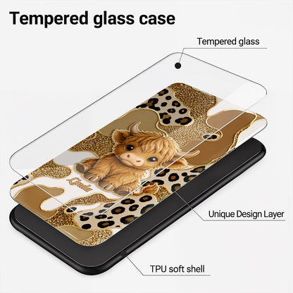 Cow Phone Case Personalized Glitter Highland Cow