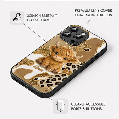 Cow Phone Case Personalized Glitter Highland Cow