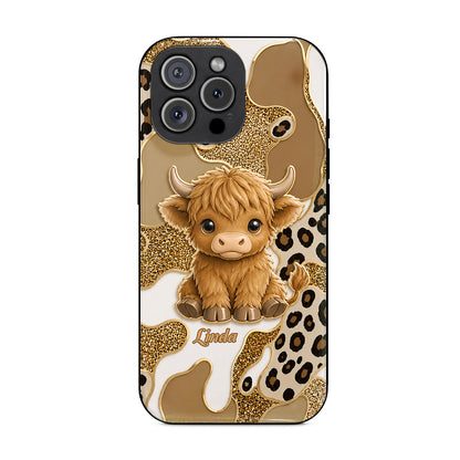Cow Phone Case Personalized Glitter Highland Cow