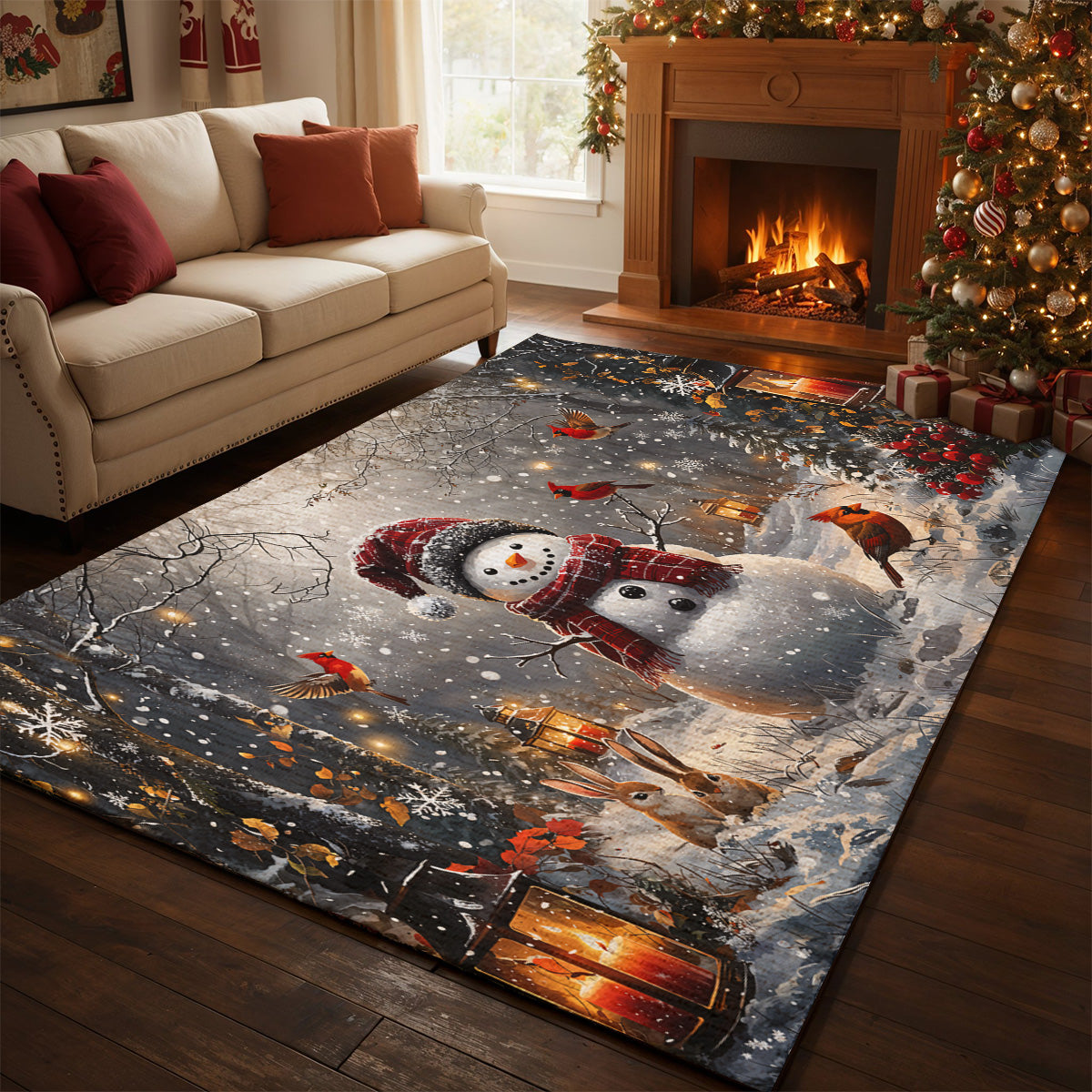 Christmas Area Rug Christmas in the Quiet Woods Winter Blessings