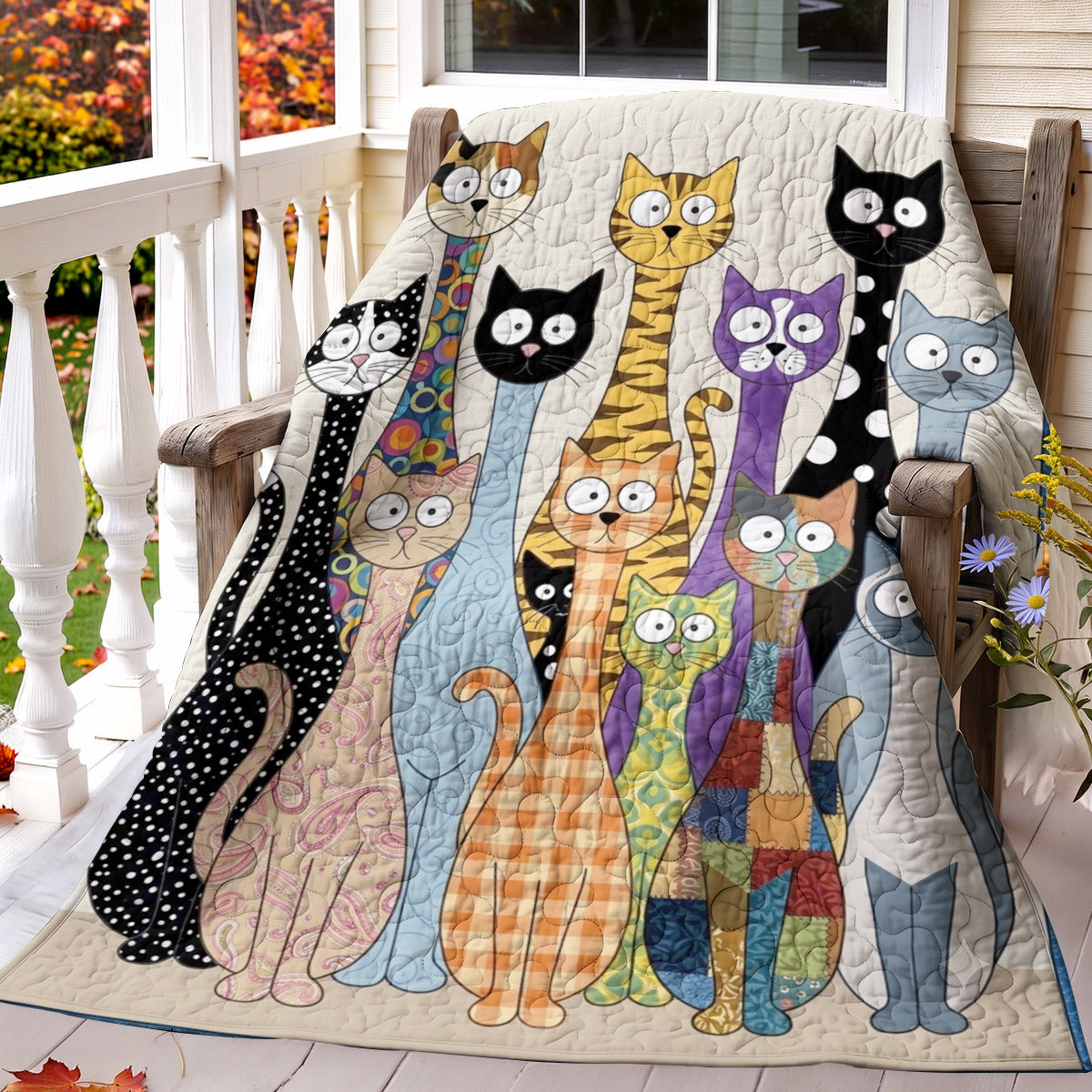 Cat Quilted Blanket The Quirky Cat Parade