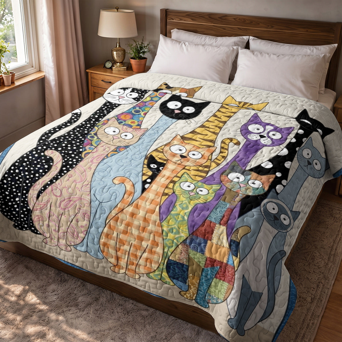 Cat Quilted Blanket The Quirky Cat Parade