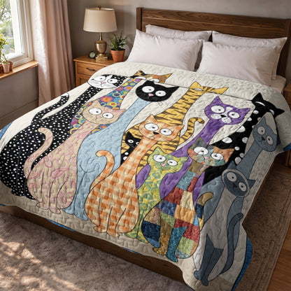 Cat Quilted Blanket The Quirky Cat Parade