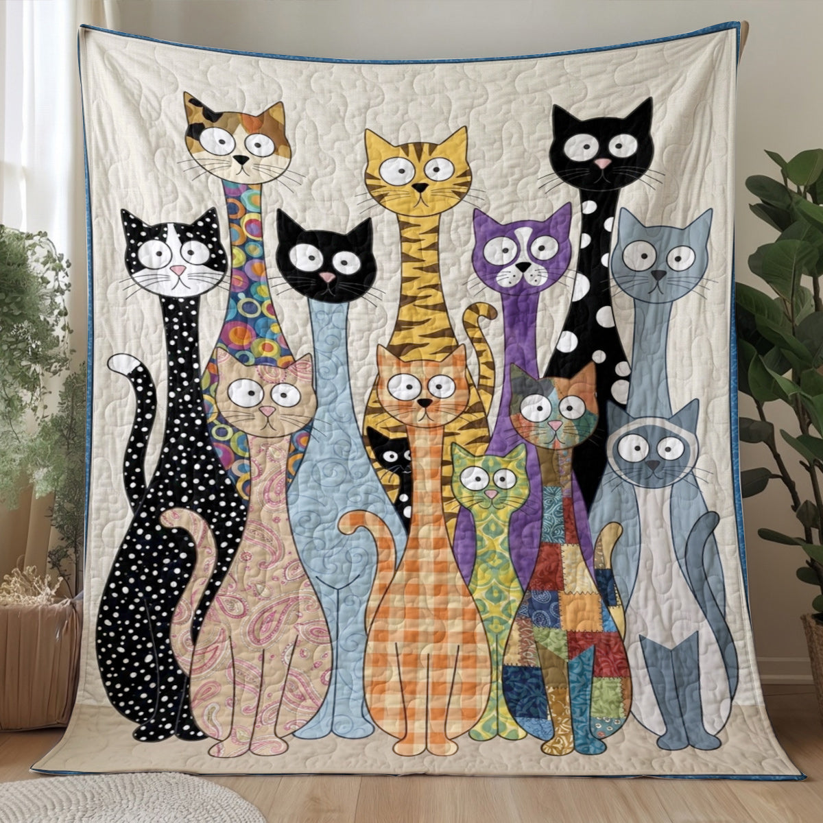 Cat Quilted Blanket The Quirky Cat Parade