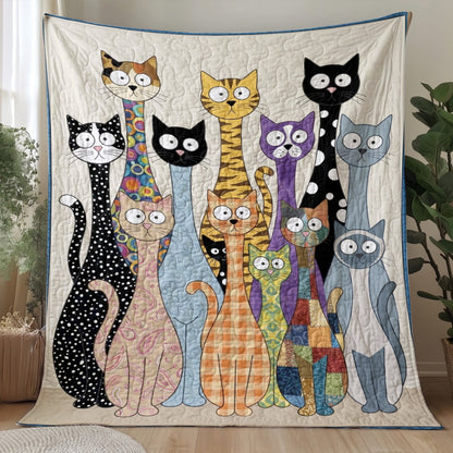 Cat Quilted Blanket The Quirky Cat Parade