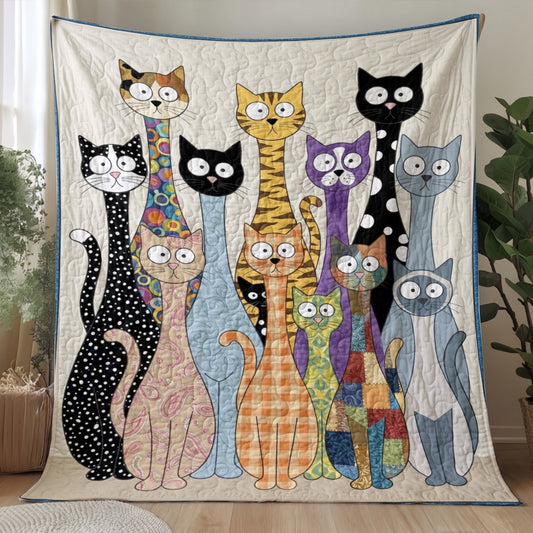 Cat Quilted Blanket The Quirky Cat Parade