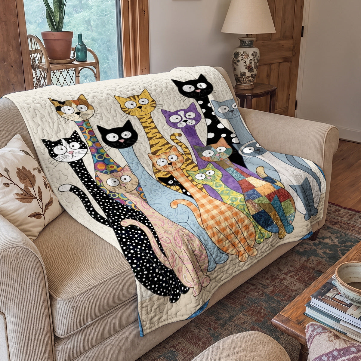 Cat Quilted Blanket The Quirky Cat Parade