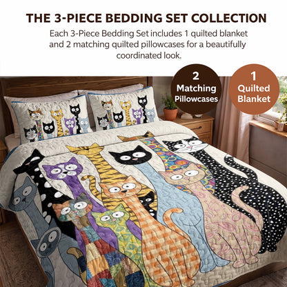 Cat Quilted Blanket The Quirky Cat Parade