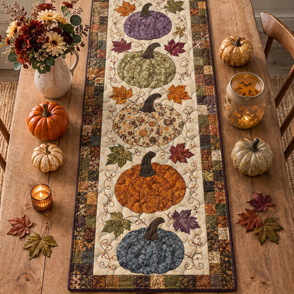 Fall Pumpkin Patchwork Quilted Table Runner