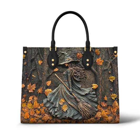 Witch Leather Handbag 2D Print Enchanted Fall Forest