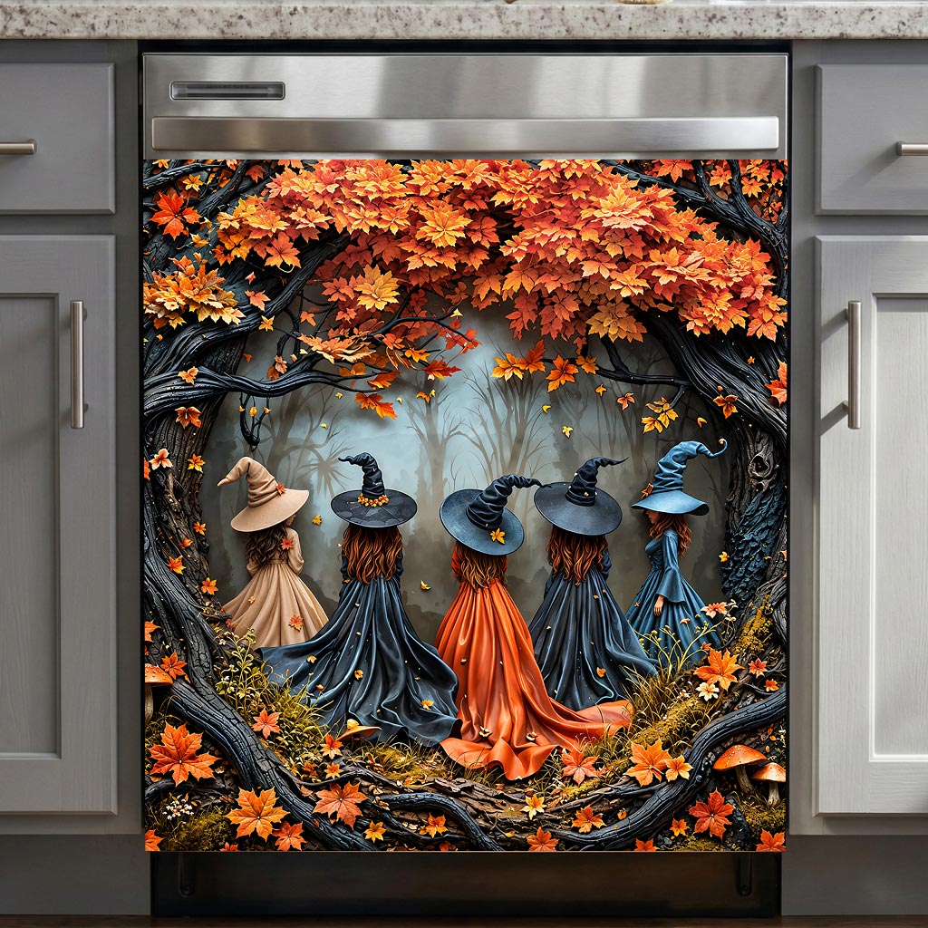 Witch Magnetic Dishwasher Cover Witches of Autumn